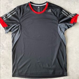 adidas black sports t-shirt with grey and red details